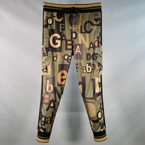 DOLCE & GABBANA Size 34 Black Olive Brown Logo Polyester Cargo Casual Pants